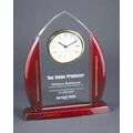 Cathedral Acrylic Arch Award w/ Clock & Rosewood Frame - 11"